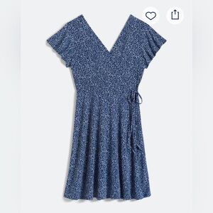 KAILEIGH Kaela Faux Wrap Knit Dress - Navy Blue - Small